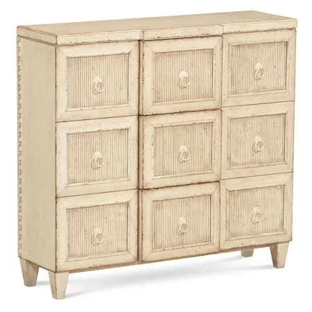 "Where Are My Keys" Triple Front Door and Drawer Chest with Reeded Accents